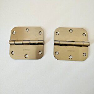 Set of 2 Everbilt Heavy Duty Rounded Corner Satin Nickel Door Hinges 3.5" X 3.5"